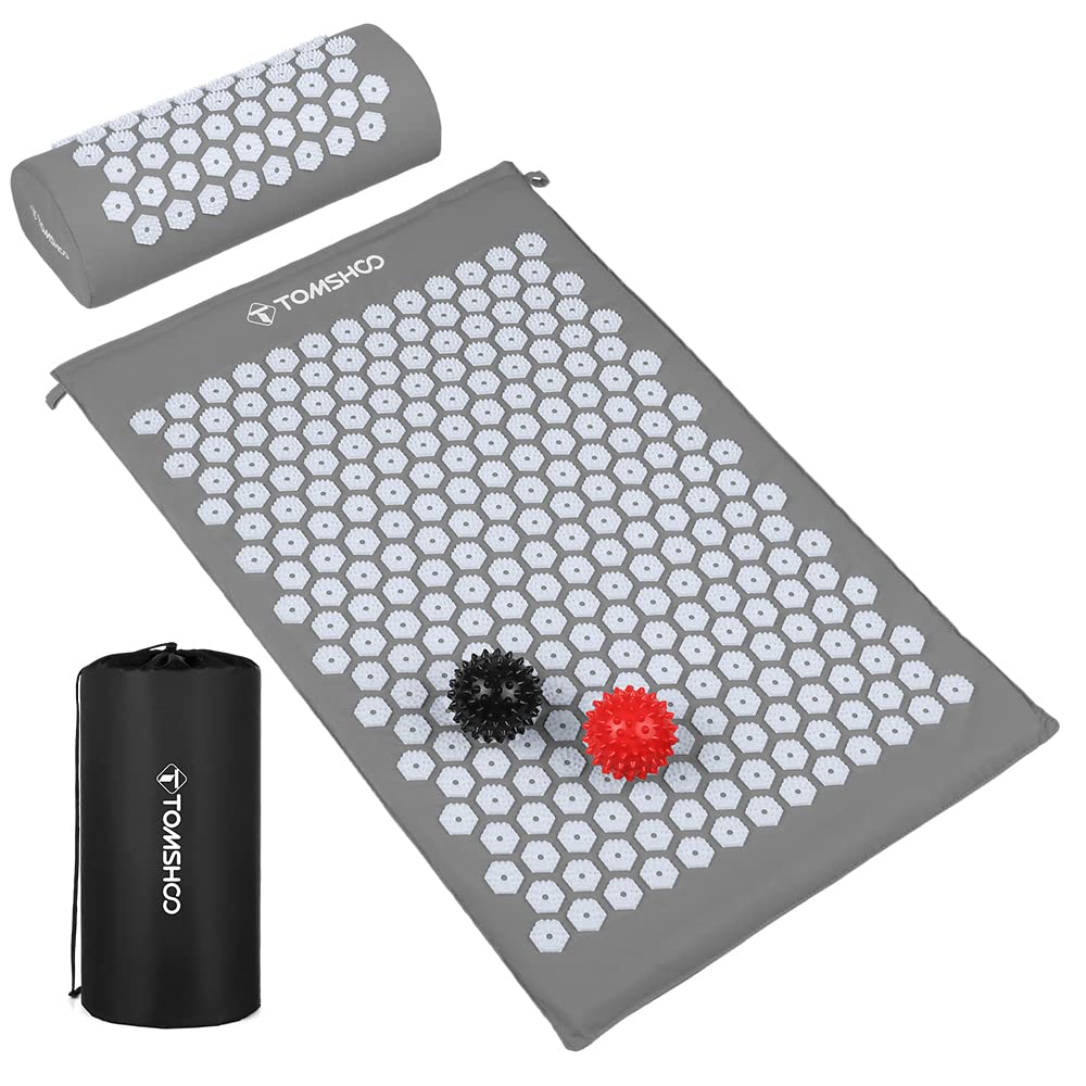 Photo 1 of TOMSHOO Acupressure Set, Acupressure Mat and Pillow with 2pcs Massage Balls- Pain Relief Therapy Muscle Back Neck with Travel Bag for Men and Women