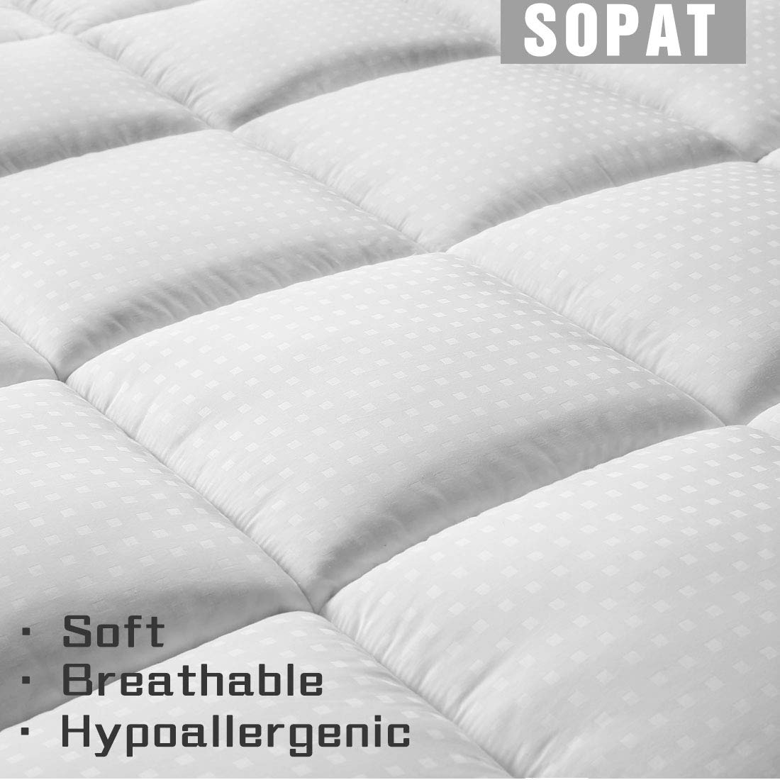 SOPAT Extra Thick Mattress Topper(Queen),Cooling Mattress Pad Cover