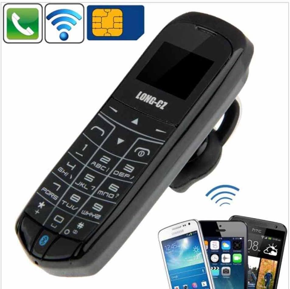 LONG CZ J8 Voice Changer 3 in 1 The Worlds Smallest Thinnest Mini Mobile Phone Bluetooth Headset 99.9% Plastic (Black)