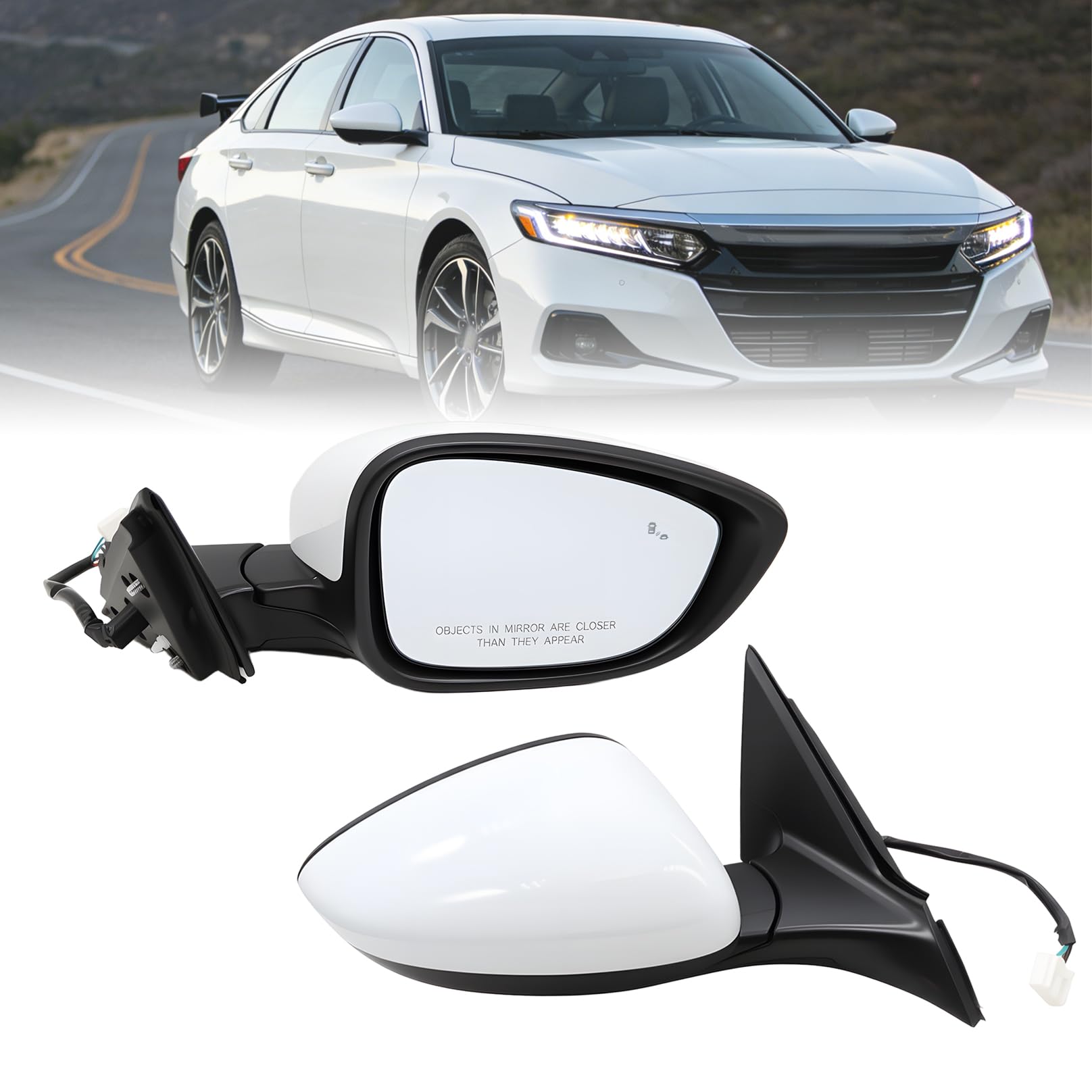 Photo 1 of OsyphereX Right Passenger Side Mirror Assembly Compatible with Accord EX Sport 2018-2022 Blind Spot Detection Heated Power HO1321329 76208TVAA22 (White 7Pins)