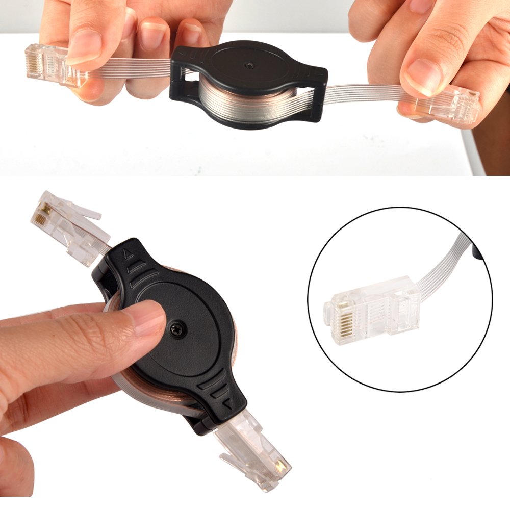 SHiZAK 2-Pack 1.5M Retractable Ethernet Cat5 RJ45 LAN Flexible Network Cable