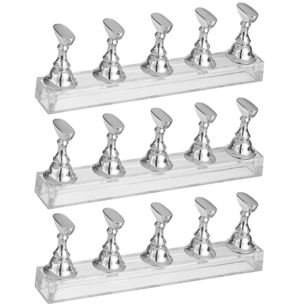 Mialang Acrylic Nail Display Stands, 3 Sets, Magnetic Fingernail Art Tip Practice Holders