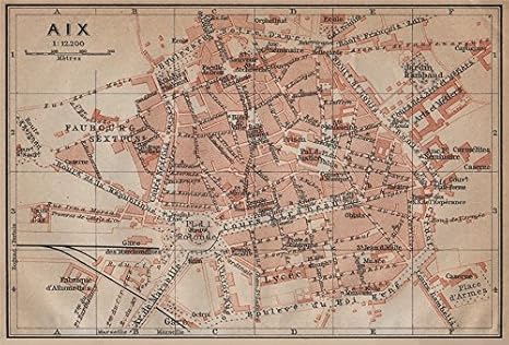 Amazon Com Aix En Provence Antique Town City Plan De La Ville France Carte 1914 Old Map Antique Map Vintage Map France Map S Posters Prints