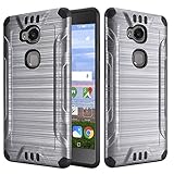 Huawei Sensa 4G LTE [Straight Talk] H710VL H715BL / Honor 5X Armor Case Heavy Duty Brushed Metal Metallic Finish Slim Fit Shock Impact Dual Layer Protection Hybrid TPU Hard Case (Gray)