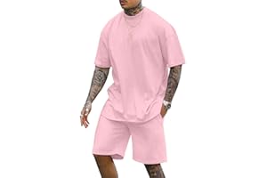 Lexiart Mens 2 Piece Outfits Casual Tracksuit Shorts Summer Sweatsuit Oversize Short Sleeve Sport Set