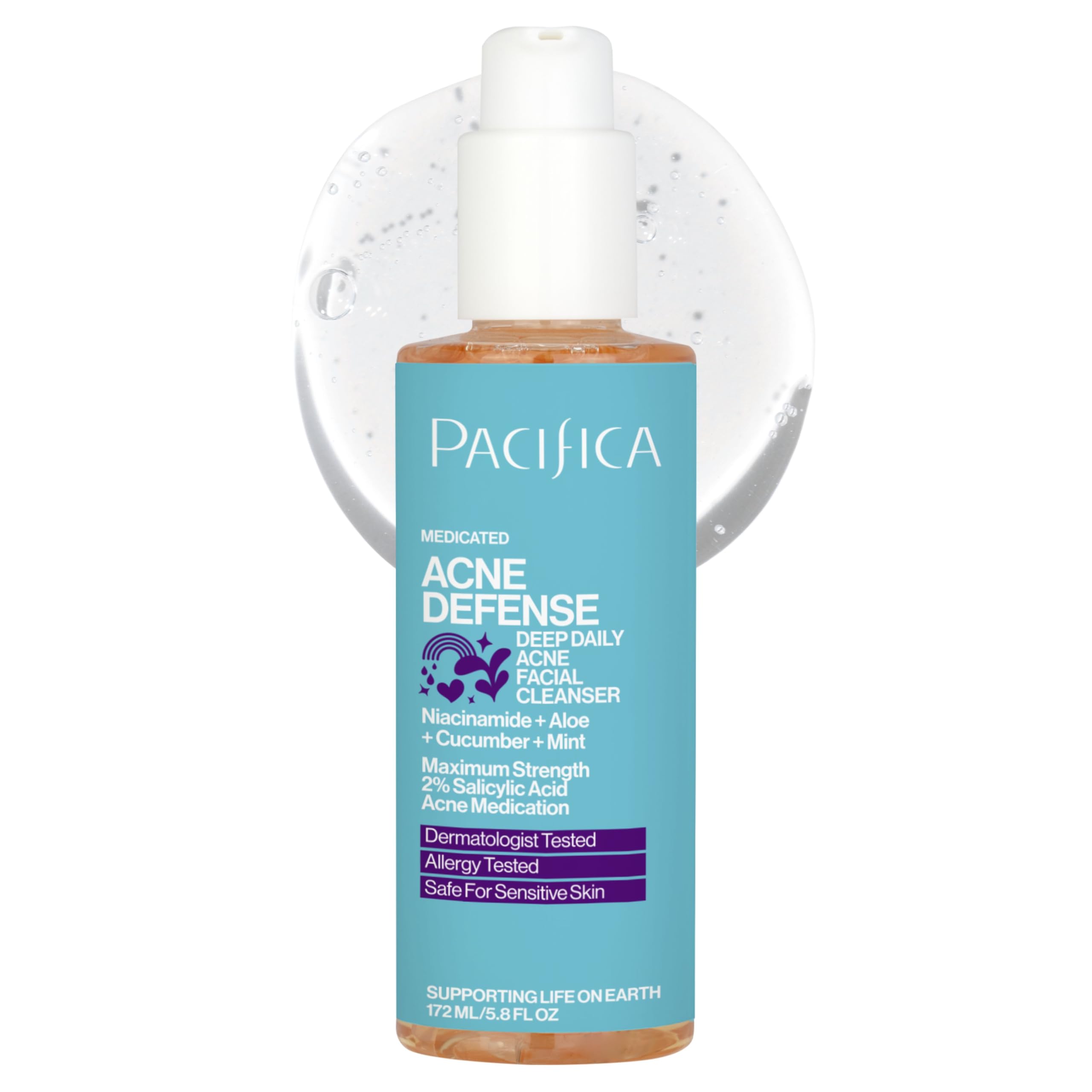 Photo 1 of Pacifica Acne Defense Face Wash - Deep Pore Purifying Face Cleanser - w/ 2% Salicylic Acid, Pore Reducing Niacinamide & Inflammation Reducing Cucumber - for Sensitive Skin Vegan Dermatologist Tested
