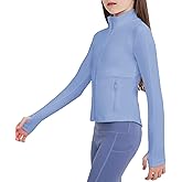 B&GCozy Girls Zip Up Jacket Horse Riding Shirts Athletic Yoga Lightweight Jackets for Girl 6-15 Years