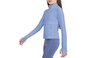 B&GCozy Girls Zip Up Jacket Horse Riding Shirts Athletic Yoga Lightweight Jackets for Girl 6-15 Years