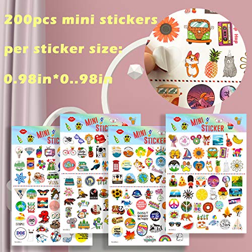 200pcs Mini Stickers, Stickers Pack for Phone, Cute Trendy Vinyl Stickers for Laptop, Cup, Cool Aesthetic Waterproof Sticers for Kids, Students, Adults