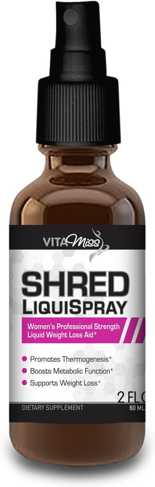 Vitamiss Shred Liquispray โ Maximum Strength Sublingual Liquid Fat Burner Supplement for Women- Shred Weight Fast While Increasing Energy and Mental Focus!