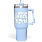 SANDJEST Sisters Gifts from Sister - Tumbler 40oz Stainless Steel Insulated with Handle and Straw Christmas Birthday Friendship Gifts for Soul Sister BFF Bestie Best Friends