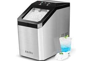 Aeitto Nugget Ice Maker Countertop, 55lbs/24H Ice Machine with 3.6L Water Tank&3.2Lbs Ice Basket, Self-Cleaning Pebble Ice Maker with Stainless Steel Housing for Home Office and Party, Silver