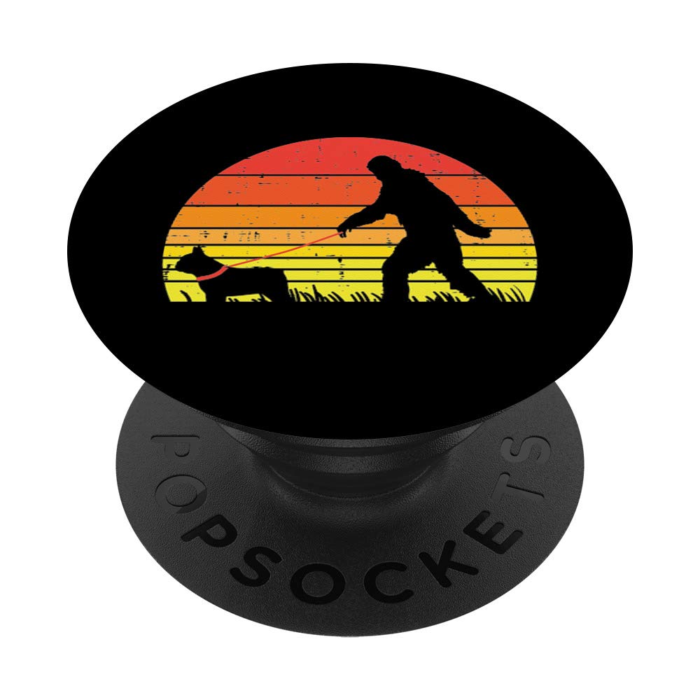 Bigfoot Sasquatch French Bulldog Retro Frenchie Pet Dog Gift PopSockets PopGrip: Swappable Grip for Phones & Tablets