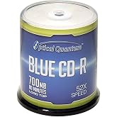Optical Quantum Blue AZO CD-R 700MB 52X Blank CDs, 100-Pack Spindle | Logo Top Branded surface. FFP packaging. Blank CD-R discs for burning music, data storage, and reliable recording