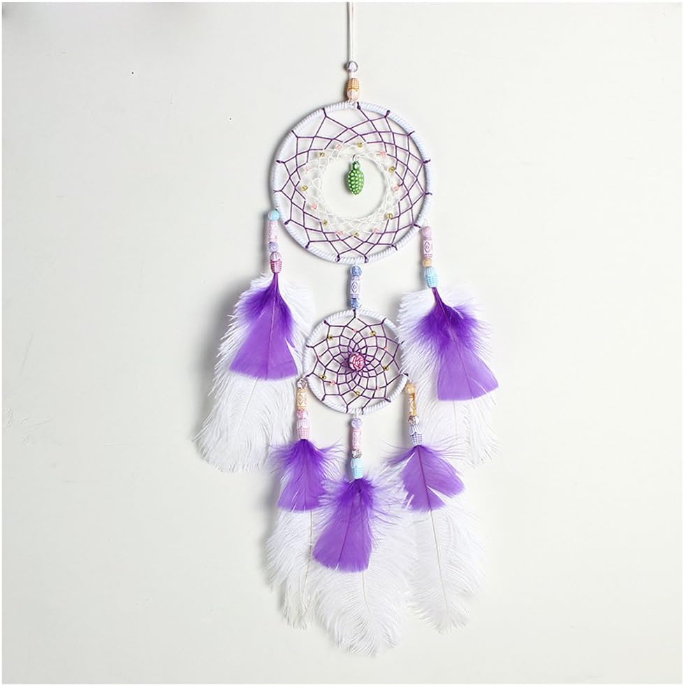 WCHUANG Purple Dreamcatcher with Beads Dream Catcher Indian Wall Hanging Home Decor Ornament, Car Pendant