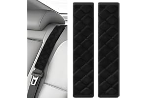 TKYZMS 2Pcs Car Seat Belt Padding10.6In (27cm) Car Seat Belt Shoulder Strap Cover Car Accessories Interior,Soft Shoulder Strap Covers Seat Belt Protector Make Neck and Shoulders More Comfortable(Black)