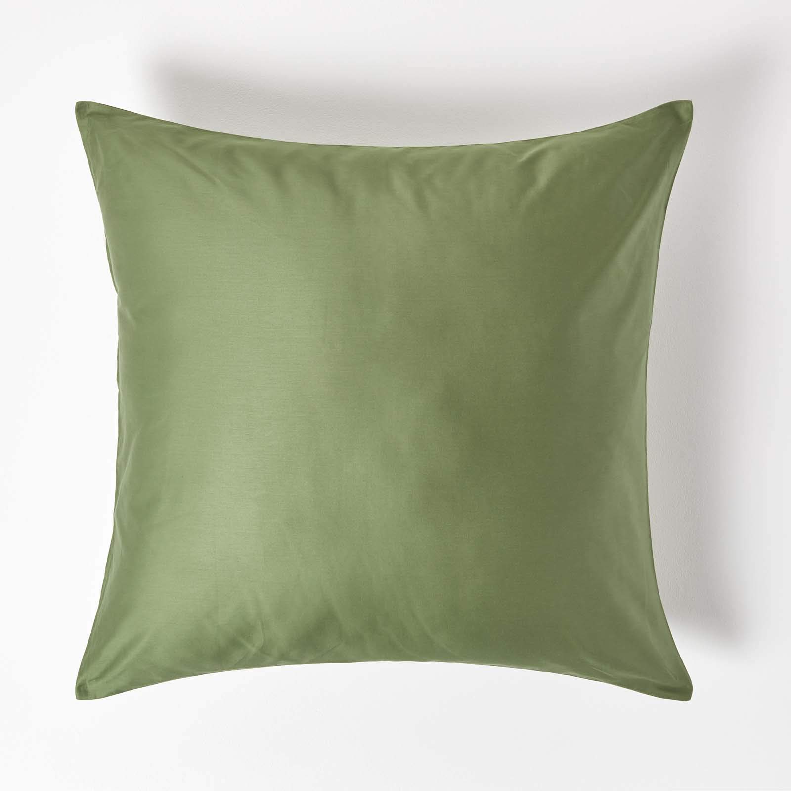 HOMESCAPES Green Organic Cotton Euro Size Pillowcase 80 x 80 cm 400TC 600 Thread Count Equivalent Pillow Case with Zip