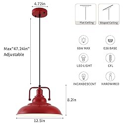 SESIMENT Red Farmhouse Pendant Lights 3