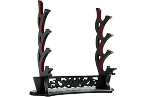 FLURSAILE Sword Stand Openwork Sword Rack Katana Sword Holder (4-Tier Padded)