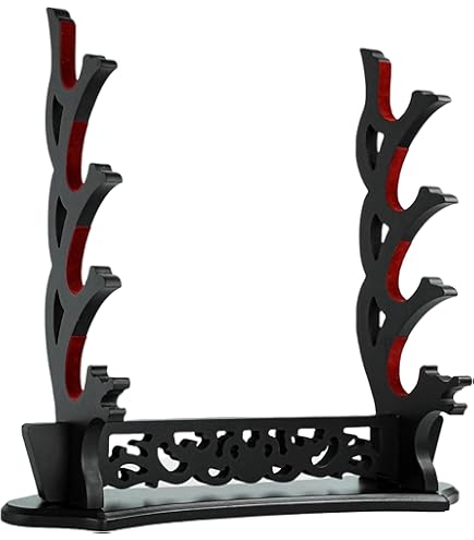 Z-fiber Sword Wall Mount Sword Holder Display Stand Padded Katana Wakizashi Genji and Samurai Swords Dragon Pattern, 4 Layers Z-fiber Sword Wall Mount Sword Holder Display Stand Padded Katana Wakizashi Genji and Samurai Swords Dragon Pattern, 4 Layers