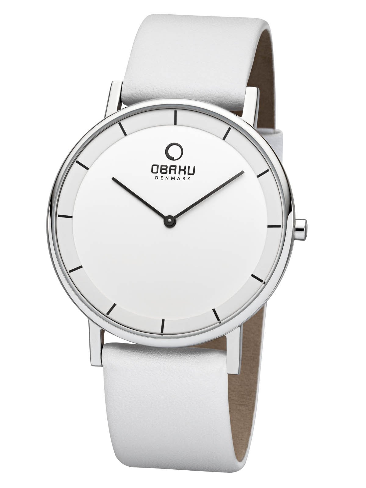 Obaku Denmark Flat Men's Watch with Leather Strap 40 mm V143XCWRW, Strap.