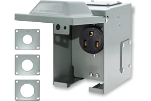 Suplevel 50 Amp 6-50R Outlet Box 250 Volt, Enclosed Lockable Weatherproof Outdoor Electrical NEMA 6-50R Receptacle Panel Heavy Duty Box Pre-Drilled, For Welder EV RV Electric Car Generator, ETL Listed