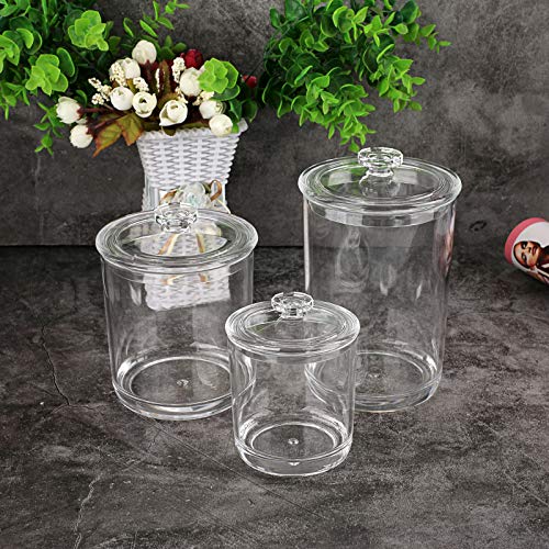 Hipiwe Clear Plastic Apothecary Jars with Lid, Large Size Bathroom