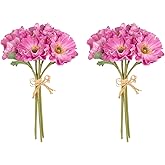 INSUNSIX Artificial Poppy Flowers 2 Bouquets Faux Pink Poppy Flowers 10PCS Real Touch Poppies Stems for Wedding Party Office Home Decor(Deep Pink)