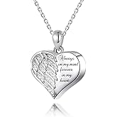 Jinlou Angel Wings Urn Necklace for Ashes Sterling Silver Forever in My Heart Cremation Jewelry for Women