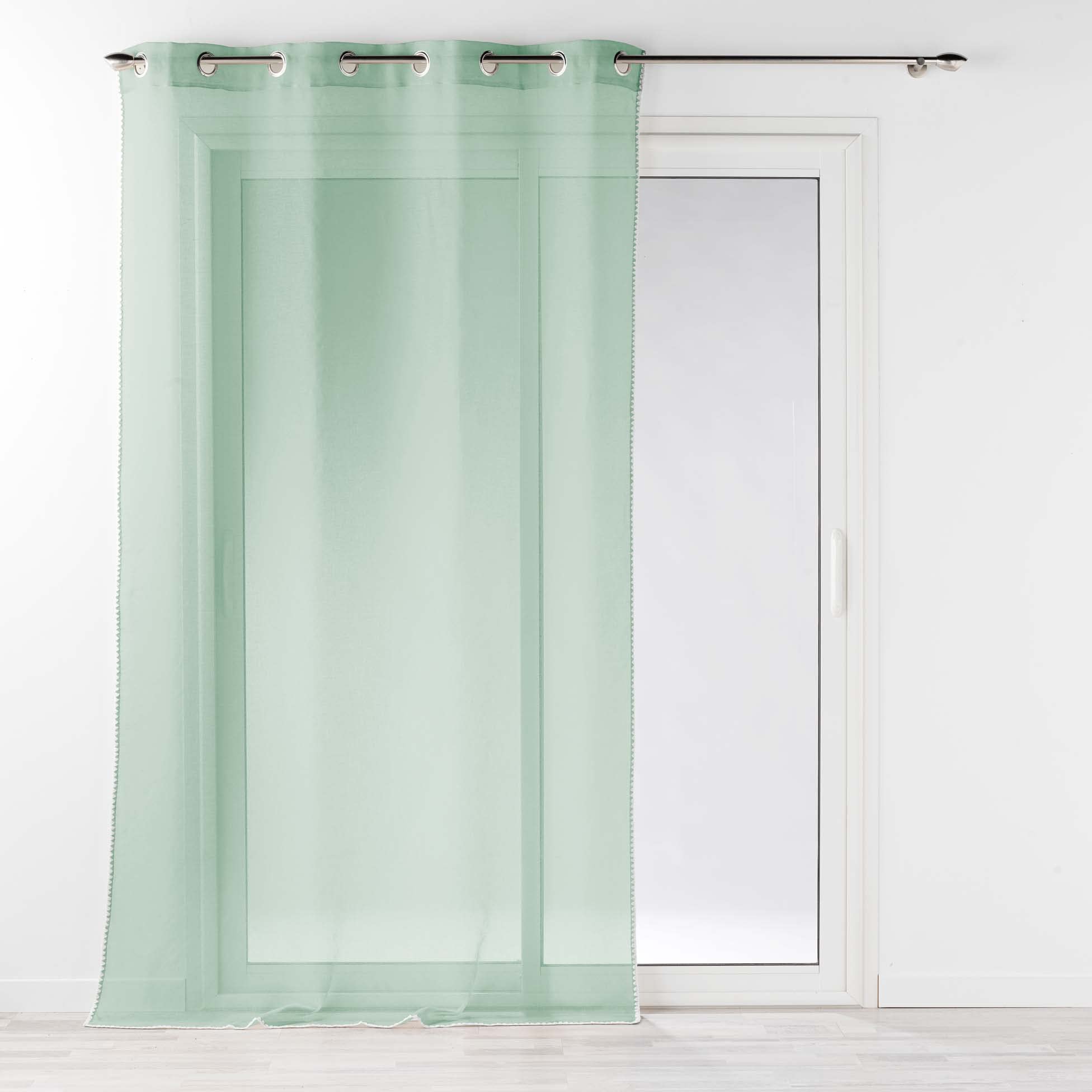 Douceur d'Intérieur Louise Sage Eyelet Curtain 140 x 240 cm Sandblasted Voile Curtain