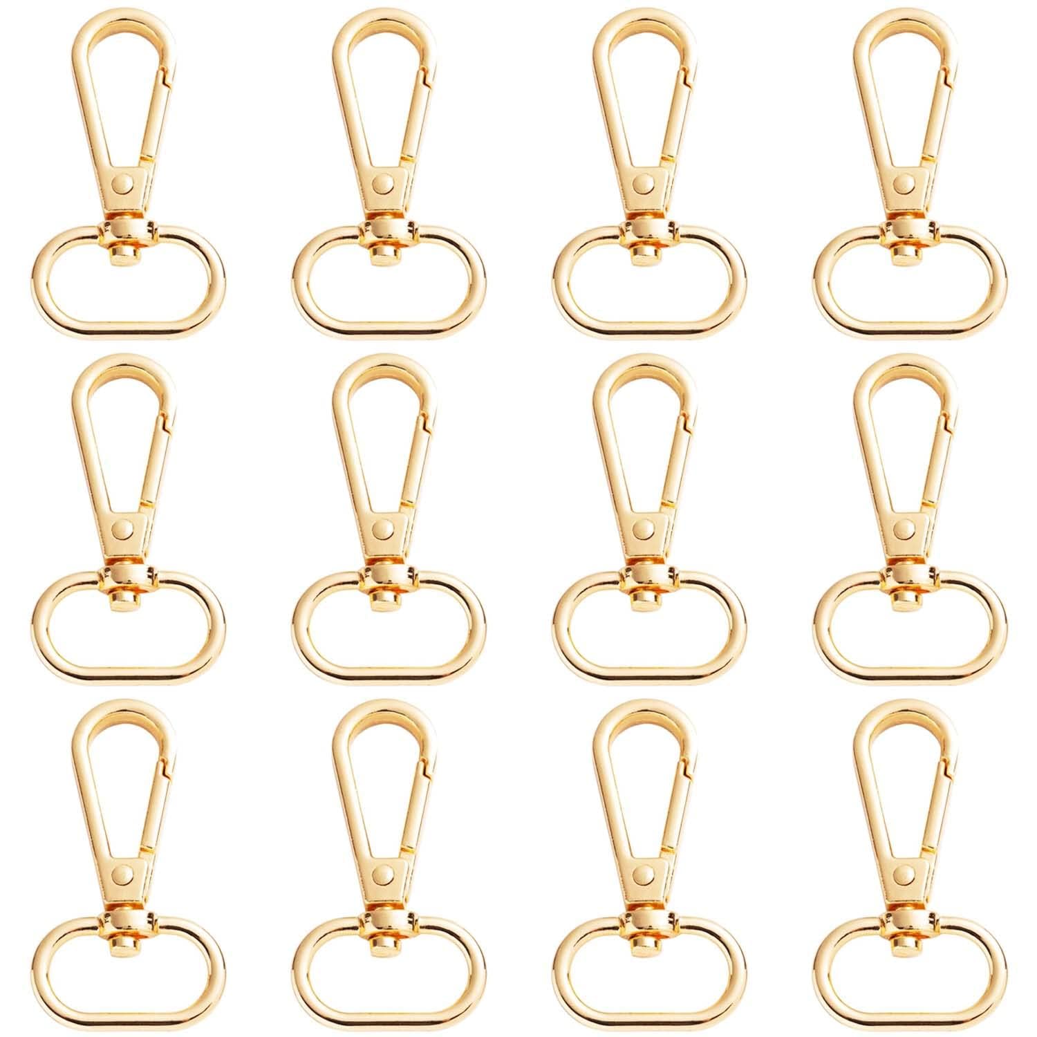 12 Pcs Swivel Golden Snap Hooks, Lanyard Snap Hooks, Swivel Claw Clasp Metal Keyring with Rotatable Alloy Key Chain Hooks Buckles for Puppy Chains, Bags, Key Rings
