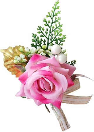 Amazon Joymerit 結婚式の花嫁新郎コサージュ人工ローズブートニアピンパーティーウエディングアクセサリー ピンク 造花 通販