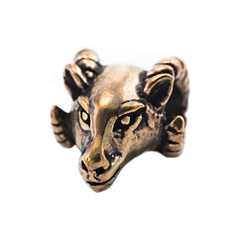 NKlaus Pendant Ram Head Hair Bead Bronze Curly Bead Dreadlock 6998