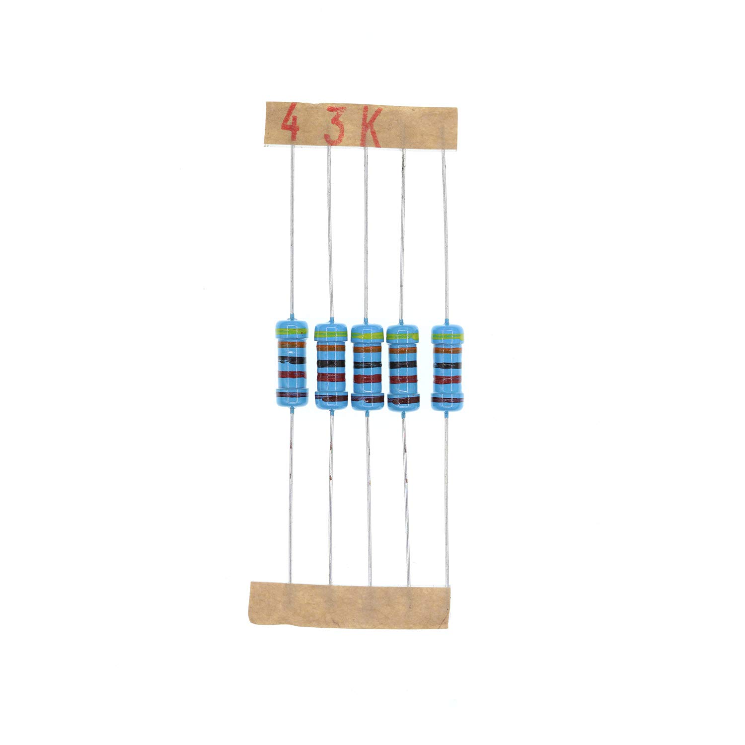 HUABAN 100PCS 1 Watts 1W 43K Ohm 1% Metal Film Resistor