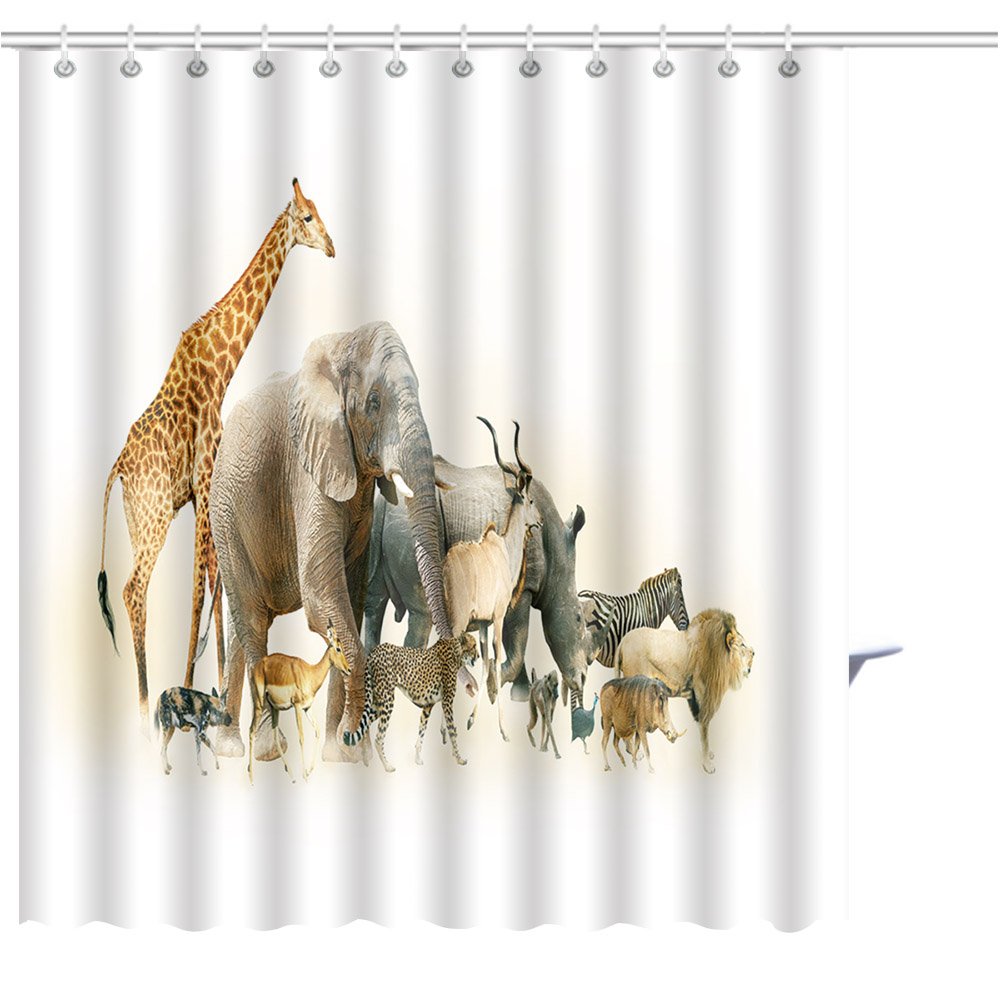 MuaToo Shower Curtain common african safari animals walking