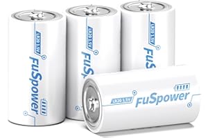Fuspower D Batteries LR20 D Size 1.5V Alkaline Battery with Long-Lasting Power for Flashlight Clock Lantern (4 Count (Pack of 1))