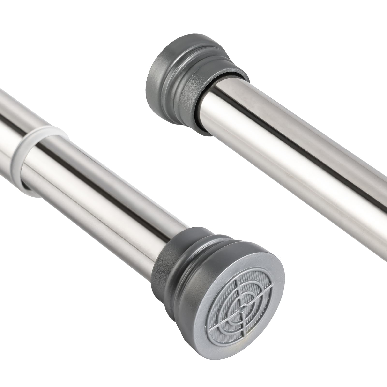 Extendable Shower Curtain Rods Spring Tension Poles Adjustable No Drill Curtain Rails for Shower Curtain, Windows, Door Curtain, Bathroom and Wardrobe 90-160cm Silver