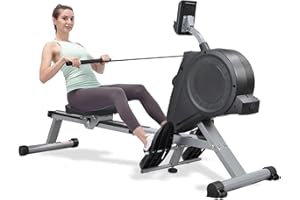 ECHANFIT Wood/Magnetic Rowing Machine with Dual/Single Track Design, LCD/Race Monitor, 16 Levels of Resistance for Home/Office Exercise Fitness, Optional Bluetooth Function and Free Apps