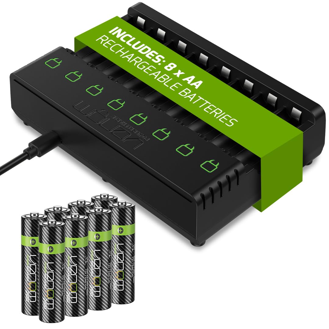 Venom Rechargeable Battery Charging Dock plus 8 x AA 2100mAh Batteries