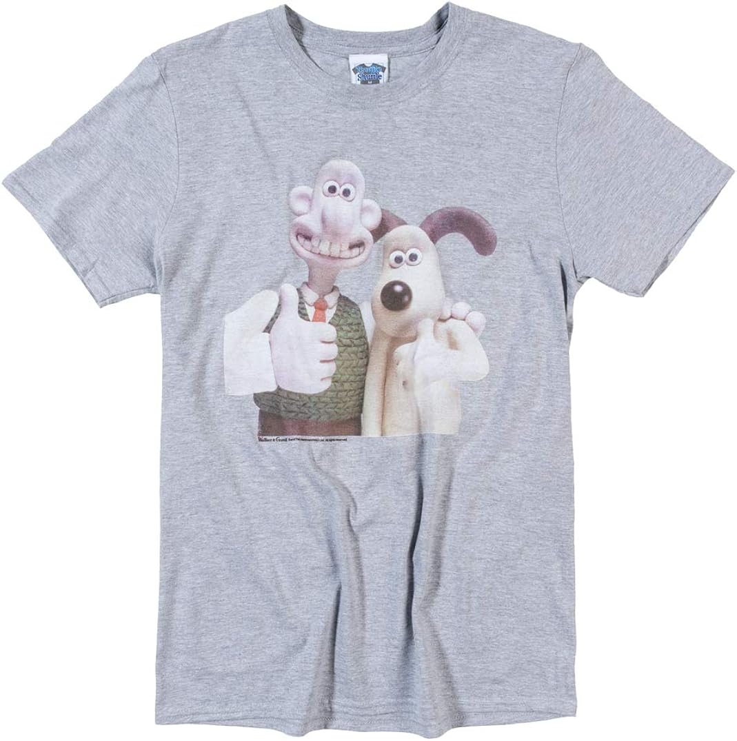 Mens Wallace and Gromit Classic Photograph Sport Grey T Shirt