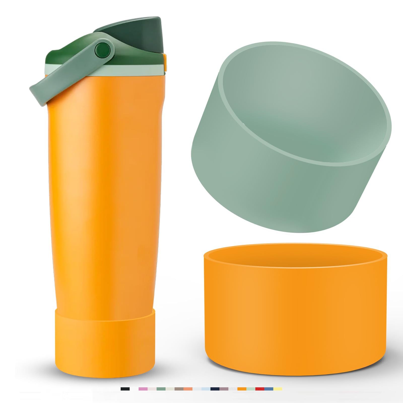 Photo 1 of 2PCS Silicone Boot for Owala Water Bottle 30oz & 40oz FreeSip Sway & Tumblers, Non-Slip, Scratch-resistant, Protective Sleeve for Stainless Steel Water Bottle Accessories BPA-Free Bottom Base(ORG+EL)