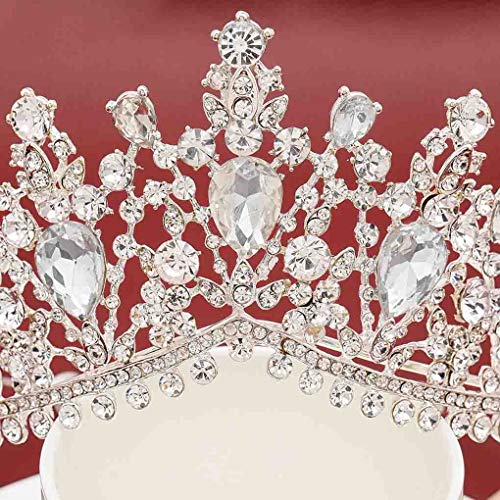 Tgirls Bridal Wedding Crowns and Tiaras Bride Princess Rhinestone Headband Jewelry for Women and Girls (Silver)