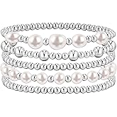 adoyi Gold Bracelets for Women Beaded Bracelet 14K Gold Plated Bracelet Stack Strand Stretch Bead Ball Bracelet Set Stackable Bracelet Adjustable Bracelet Set Jewelry for Gifts