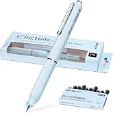 WRITECH Clictek Fountain Pen Fine: Retractable Black Ink with 10 Cartridges | Refillable Design No leaking Smooth Writing for Calligraphy Sketching Journaling Note-taking Office School Home Gift