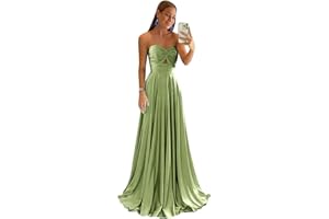 Bddhkw Satin Bridesmaid Dresses for Women Long Prom Dress 2025 Sweetheart Wedding Guest Dress Long Formal Evening Gown KF060