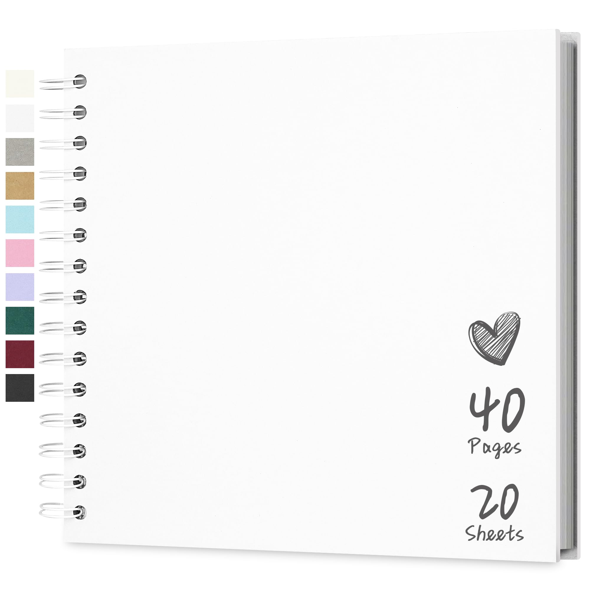 Hiwhy Scrapbook 8x8 Inch DIY Scrapbook Album Hardcover Kraft Paper Scrap Book Photo Albums 20 Sheets Memory Book for Family Wedding, White