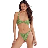 Nasty Gal Women's Snake Print Knot Front Crop Bikini Set