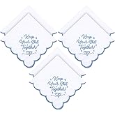 Tioncy 6 Pcs Wedding Handkerchiefs 12 Inch Bride Embroidered Handkerchiefs Something Blue Cotton Hankies Gifts for Wedding