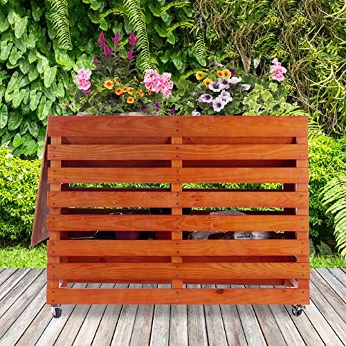 Relaxdays Huerto Urbano de Madera, con Ruedas, Tapa abatible ...