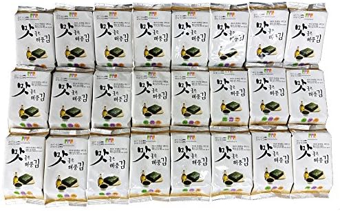 Salt NO, 4 times roasted children soy sauce Seaweed Snacks, sweet and squeeze, rice side dishes, children Snacks, whole family health side dishes, souvenirs, Korean seafood (24 packs)